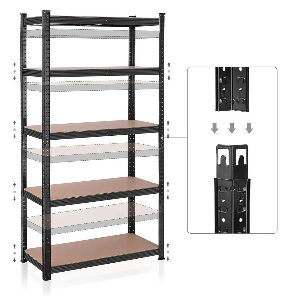 Bobbel Home - Stellingkast - 5 verstelbare planken - max 600kg - Zwart