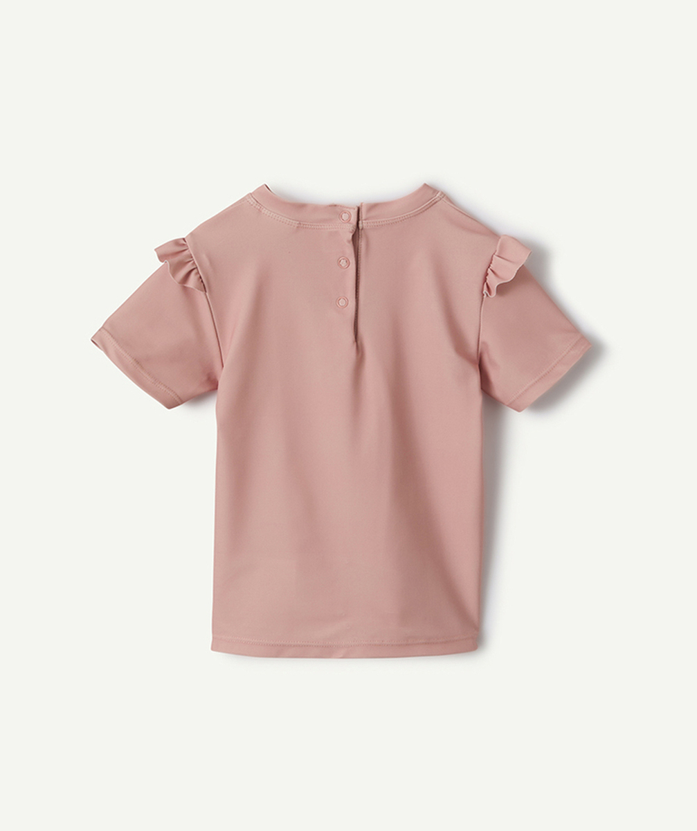 LITTLE DUTCHt-shirt de bain manches courtes bébé fille rose avec volants