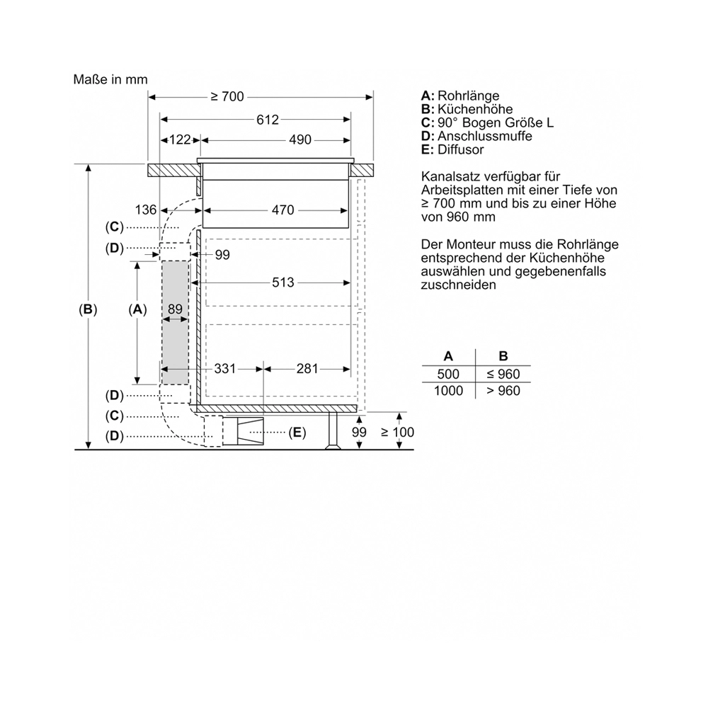 Siemens ED811HQ26E Induktionskochfeld Rahmenlos mit integriertem Dunstabzug 80cm