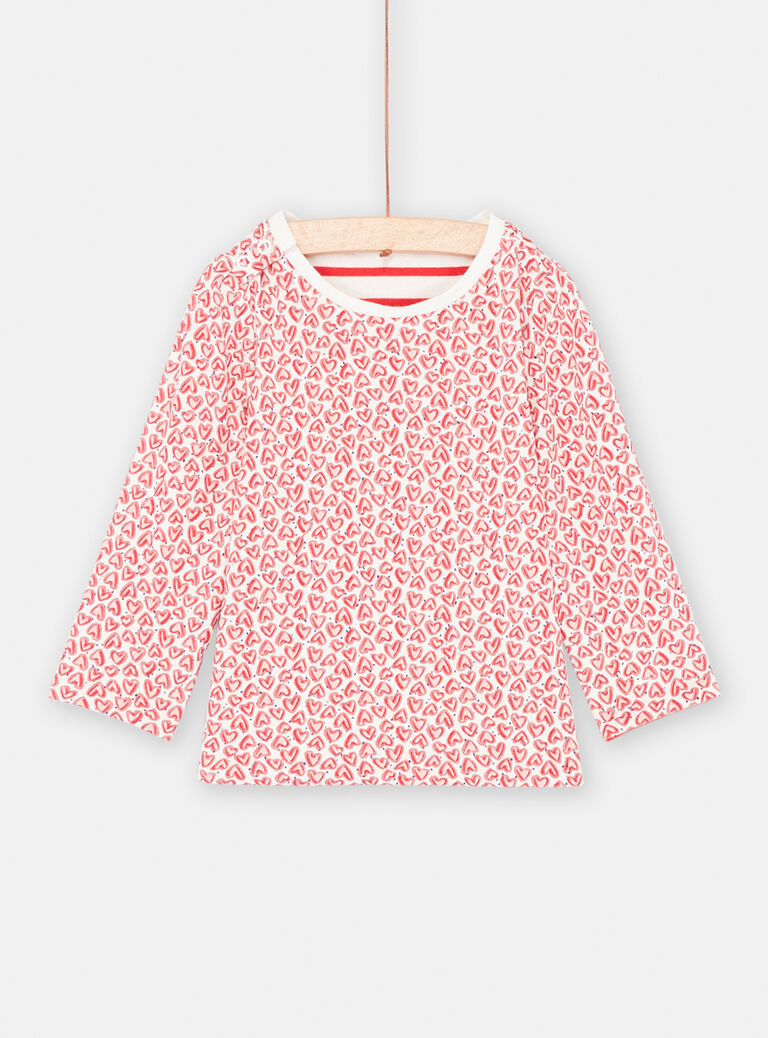 T-shirt rouge et blanc réversible bébé fille