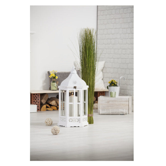Windlichtkerze - ca. 9,5 x 28 cm - creme