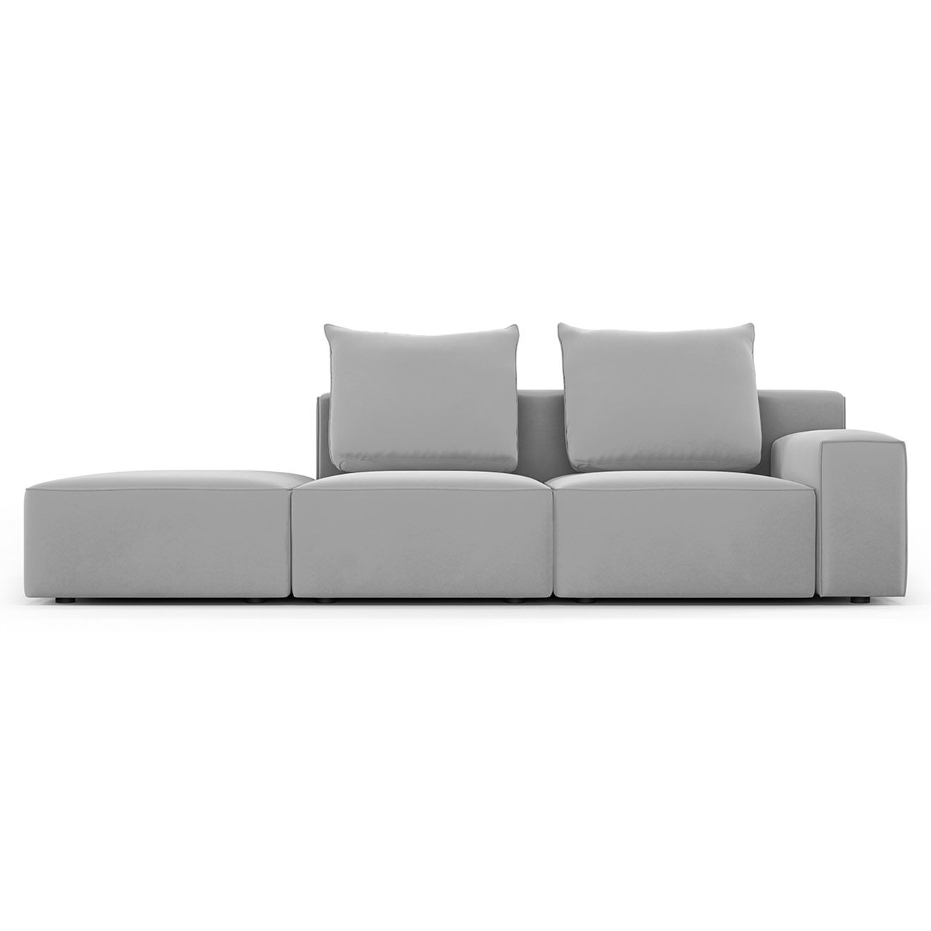 Mazzini Sofas Canapé Gauche en Velours Ivy 4 Places gris clair - 265x105x89 cm