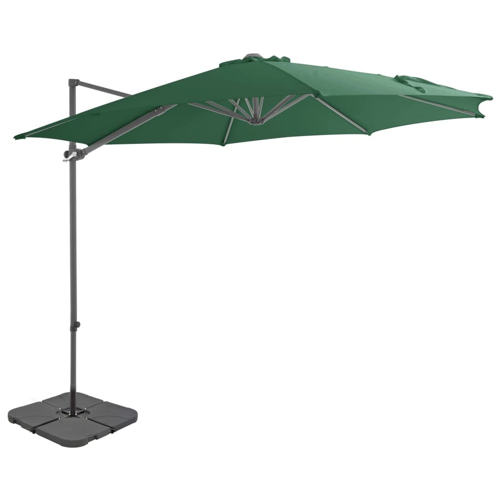 Parasol mobilier de jardin avec base portable diamètre 3 m vert