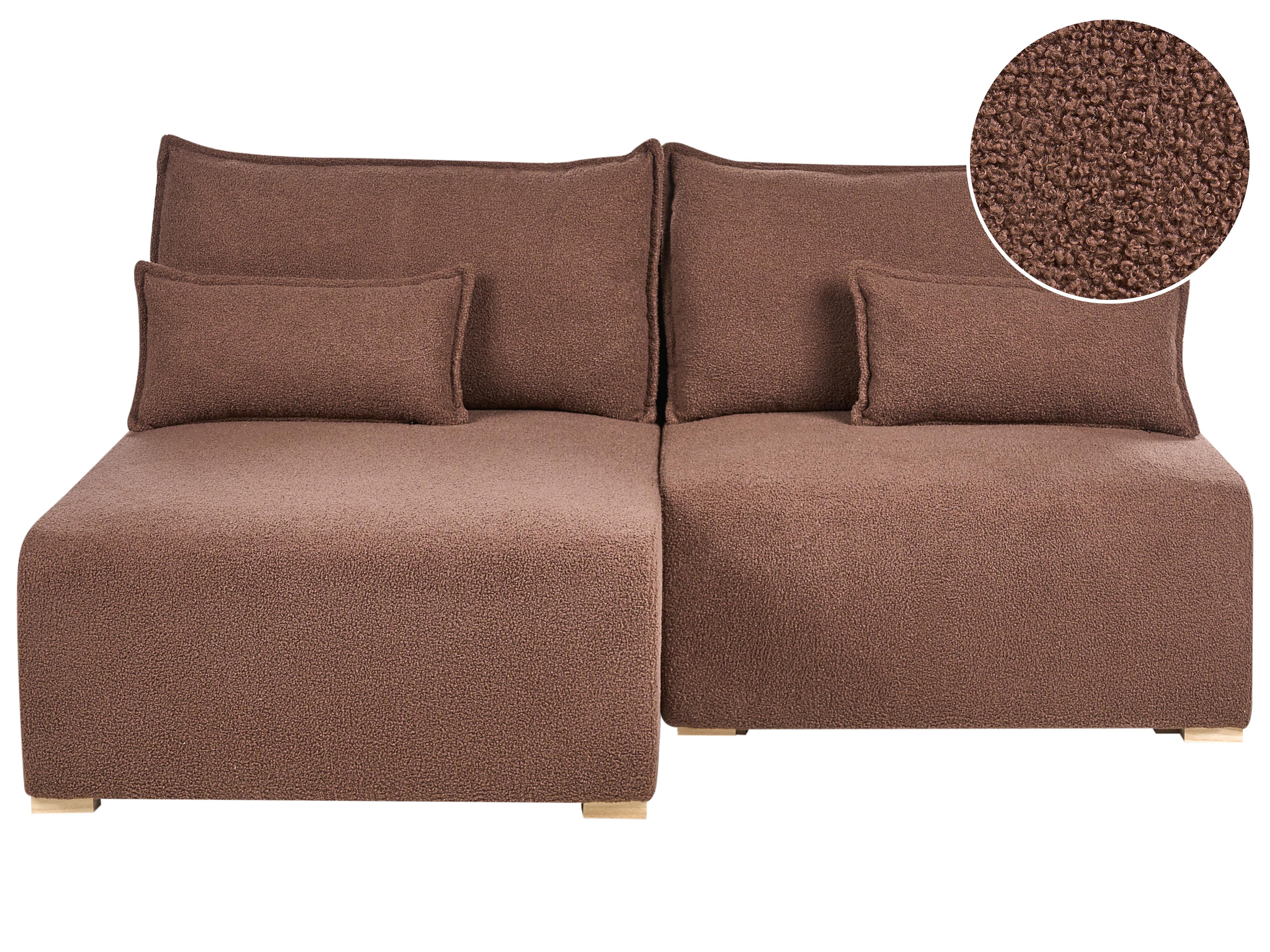 Modulaire hoekbank NERBO Bouclé Bruin rechtszijdig