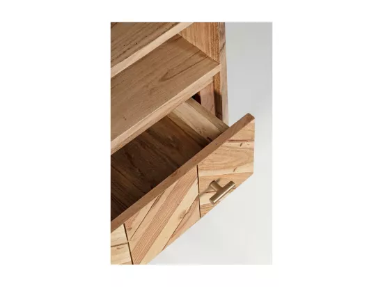 Bibliothèque bois d'acacia et pieds acier doré mat Dinka 80cm