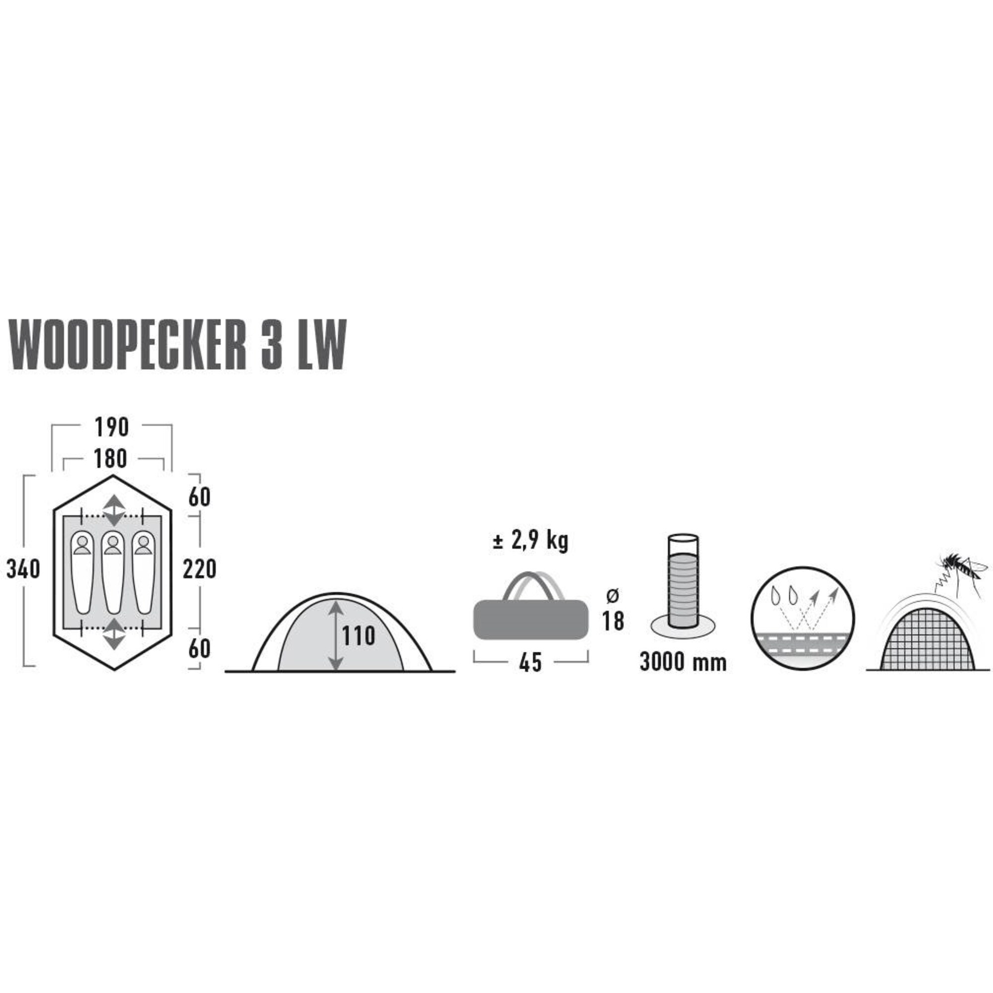 High Peak Zelt Kuppelzelt Woodpecker 3 LW