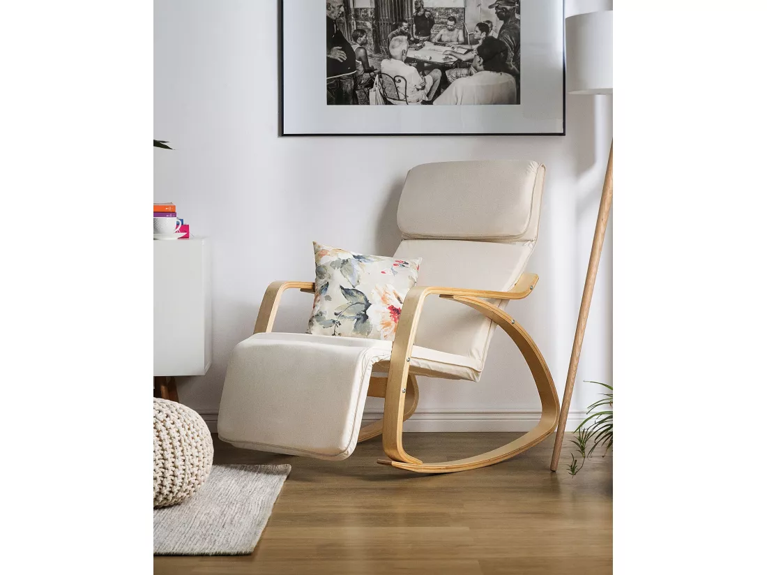 Fauteuil à bascule WESTON Tissu Crème