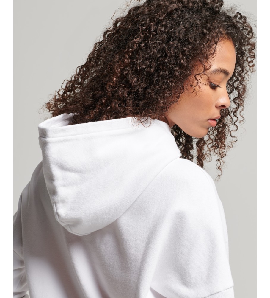 Blusa de moletom cropped Superdry Core Sport com corte quadrado, branca