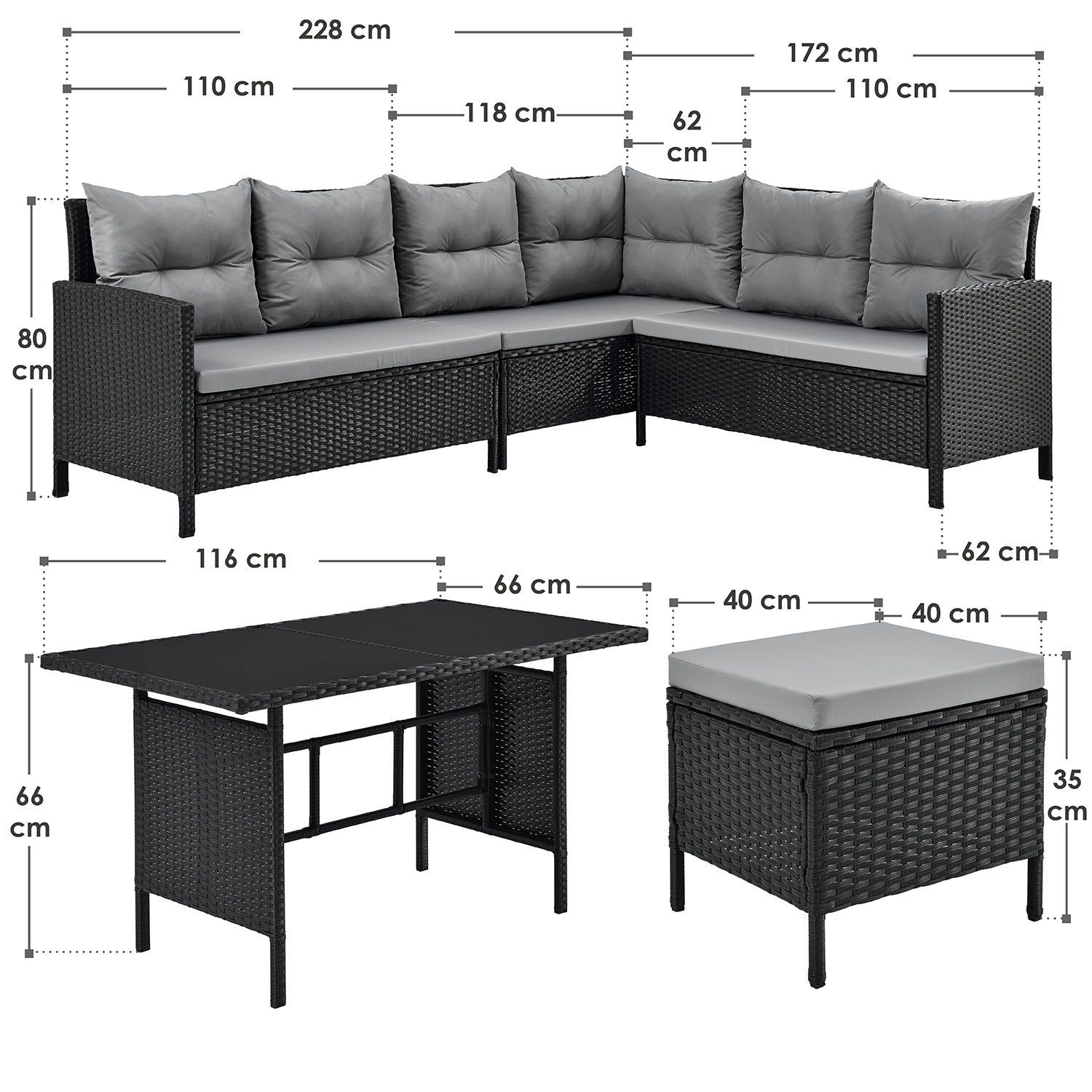 Manacor polyrotan zwarte loungeset