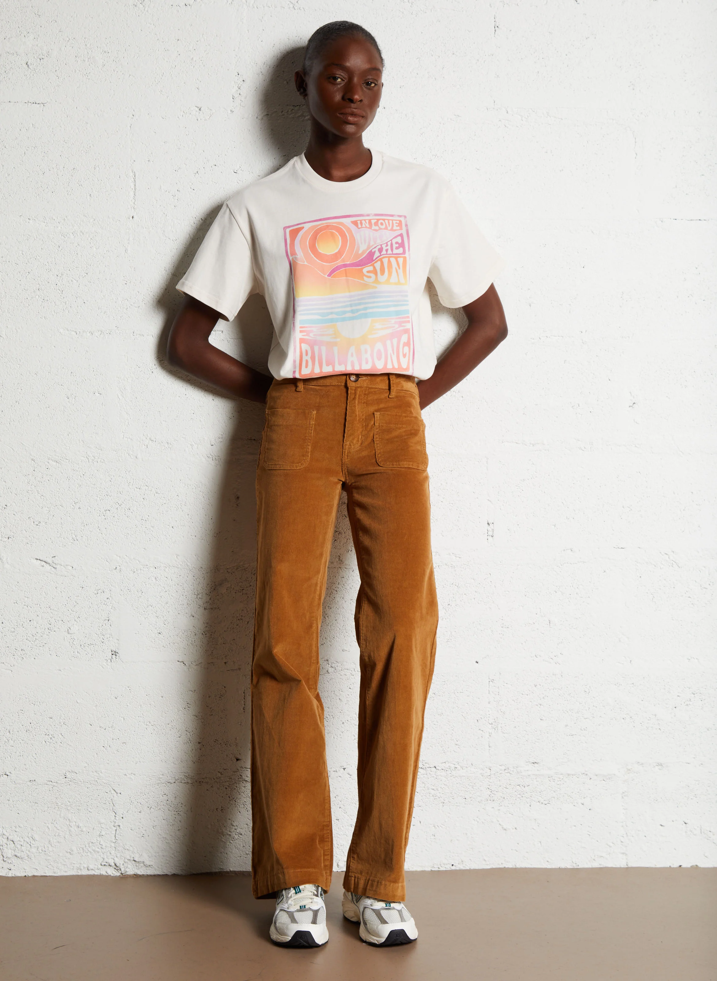 WITH THE SUN - Tee-shirt droit col rond sérigraphié en coton | Blanc