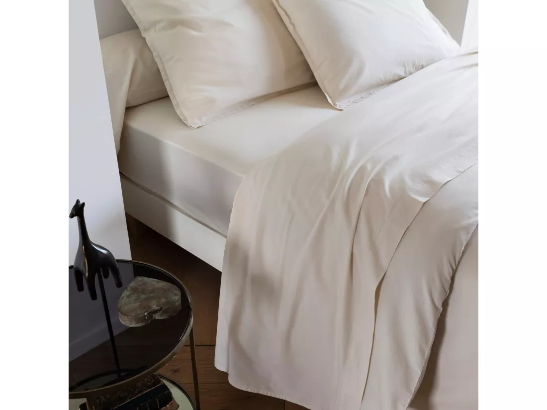 Drap plat coton lavé - SOMEO Beige 270x300 - CELESTE