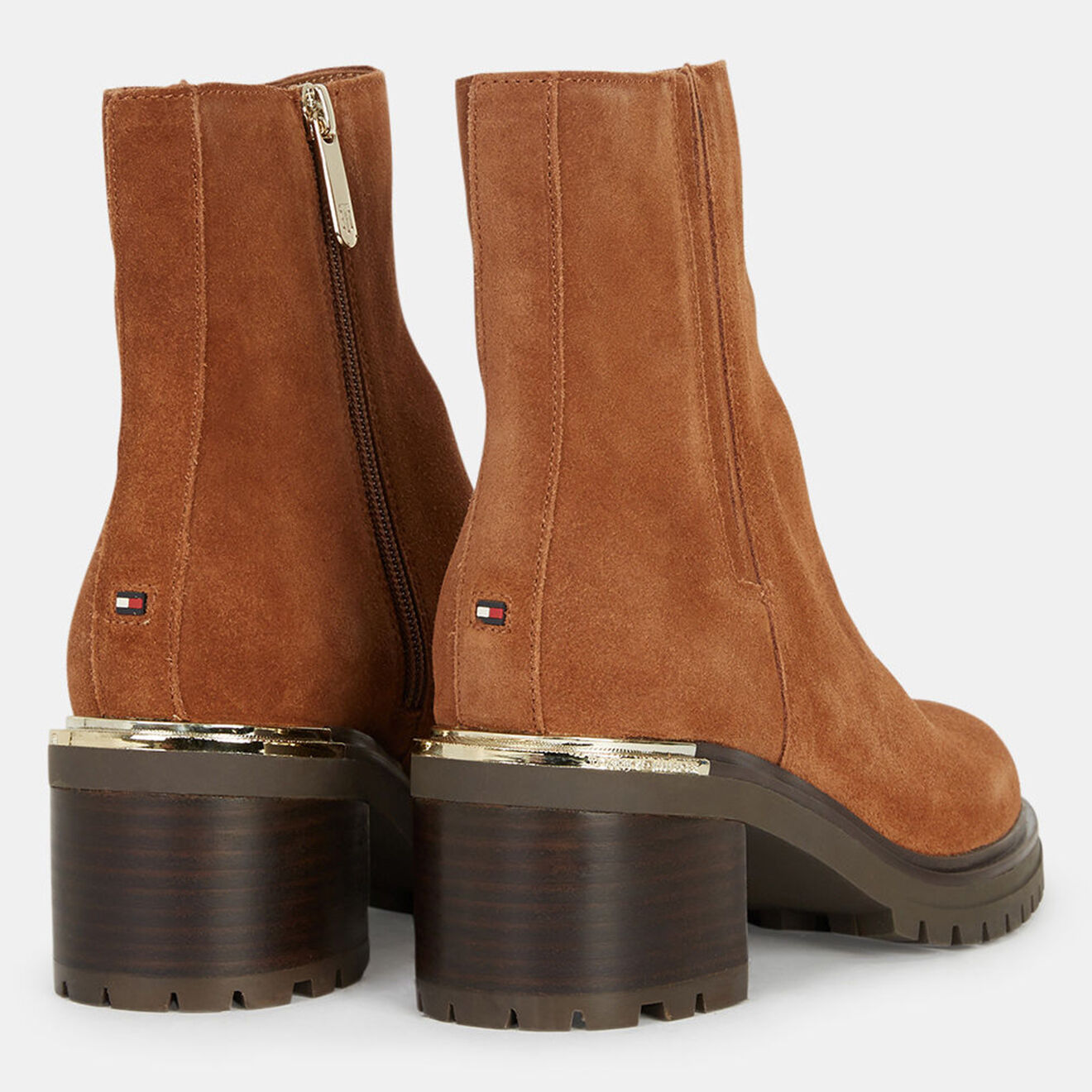 Tommy Hilfiger Bottines en Velours de Cuir Tl cognac - Talon 6,5 cm