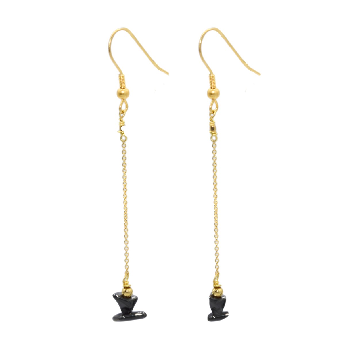 Boucles d'oreilles pendante  hématite-Doré à l'or fin