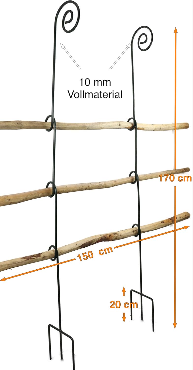 Rankgitter aus Holz/Metall stabil und freistehende Dekoration für den Garten in Naturrost als Rankhilfen für Kletterpflanzen Rosen Himbeeren Höhe 170 cm