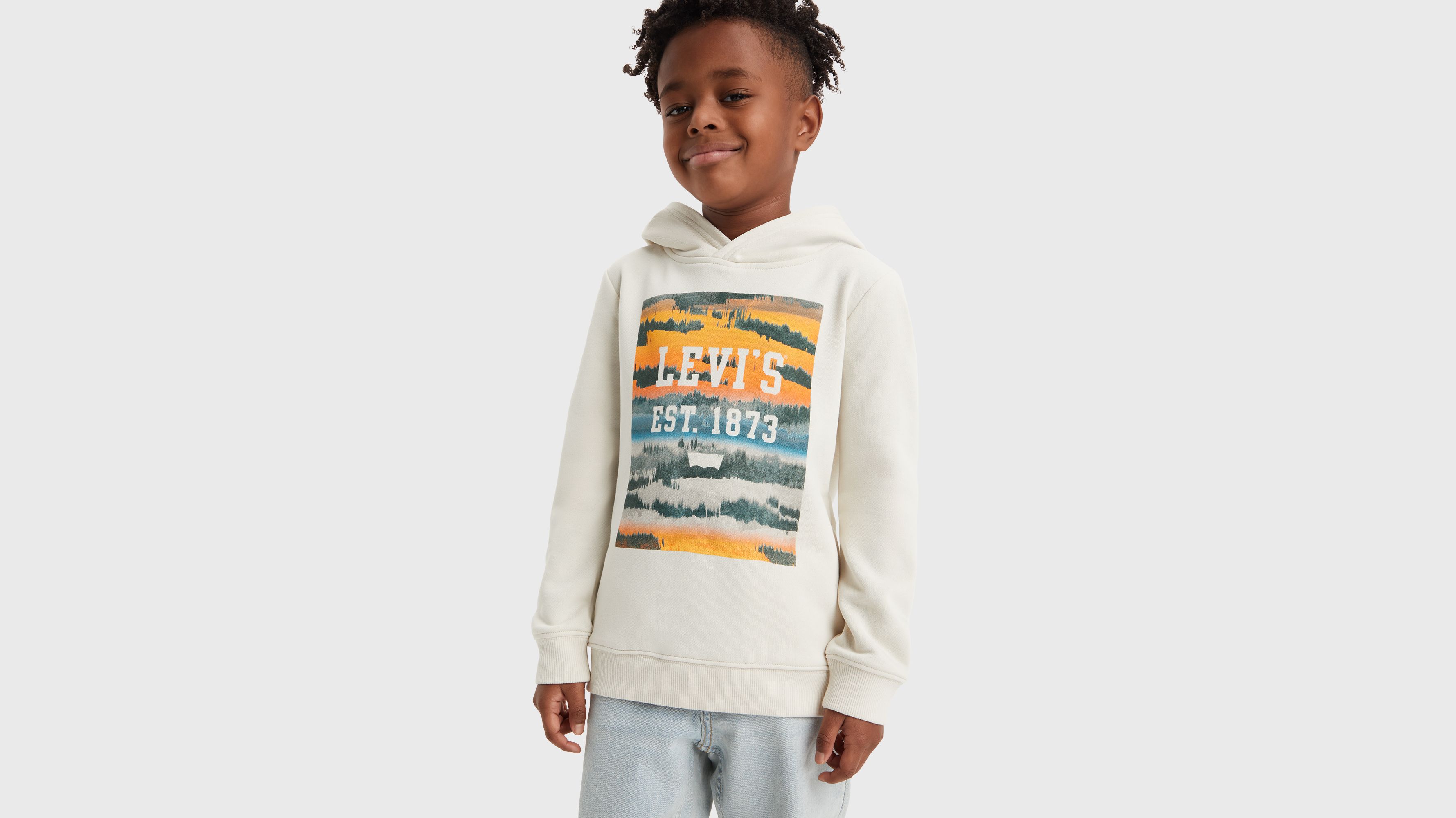 Enfant sweat à capuche Landscape Box - Birch - Beige