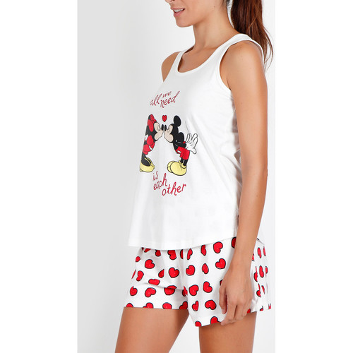 Admas - Pantalones cortos de pijama sin mangas Love Mouse Disney Blanco