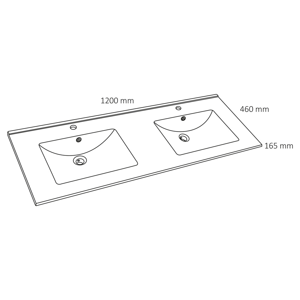 Differnz Providence wastafel 120 keramiek wit