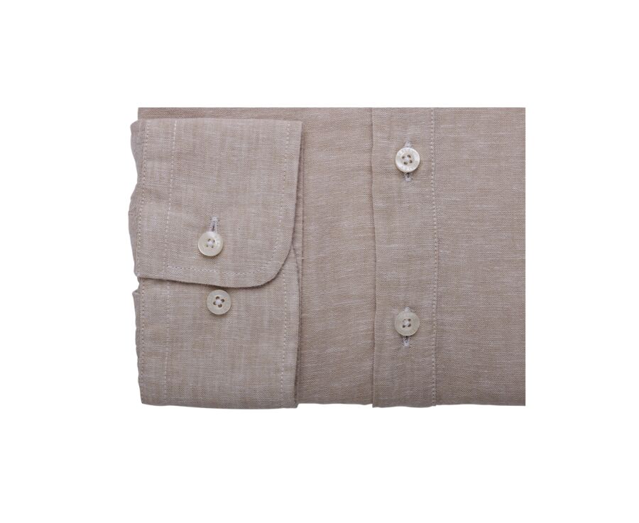 Chemise tunique coton lin Chambray Beige - VALBERT