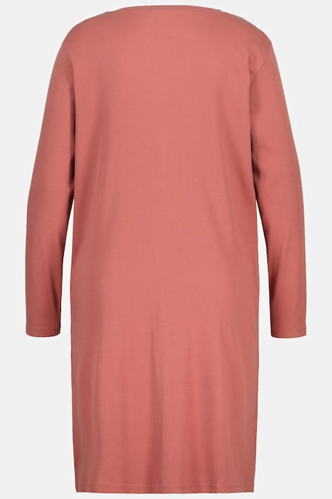 Long-Shirtjacke, Rippjersey, V-Ausschnitt, Biobaumwolle