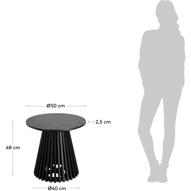 Table d’appoint Jeanette en bois de Mindy massif noir Ø 50 cm