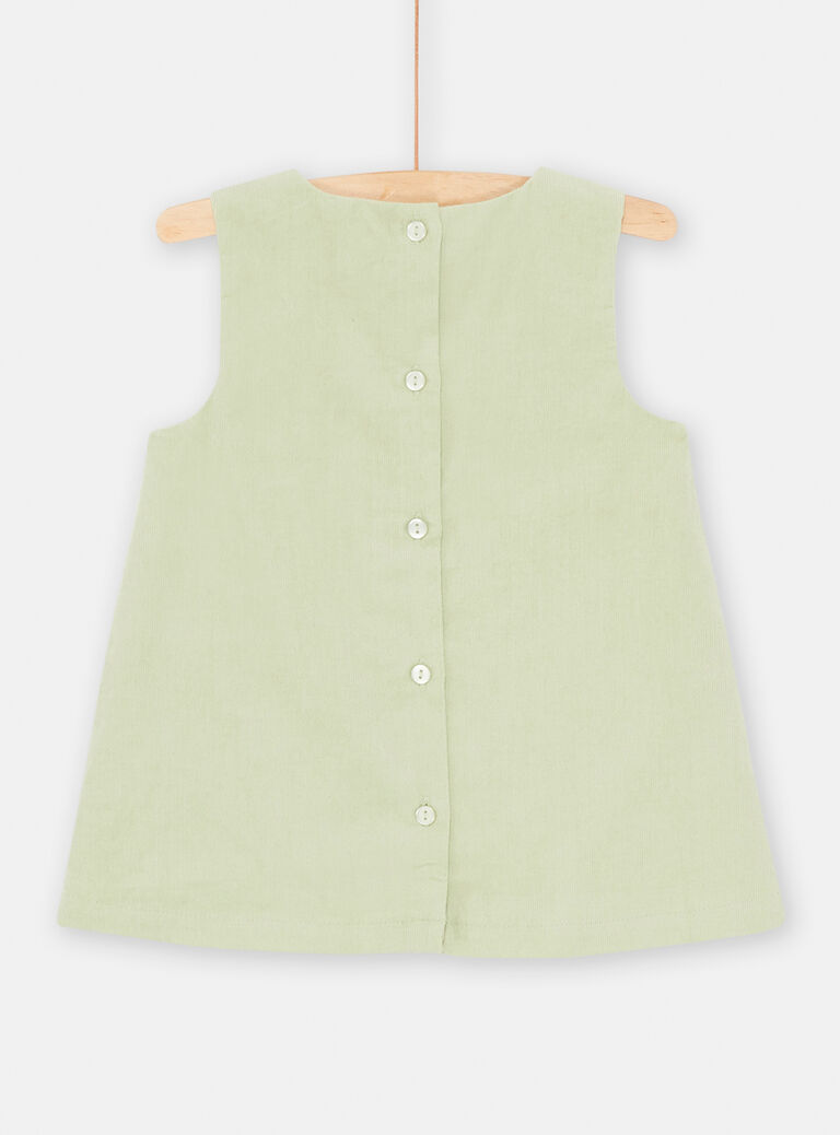 Robe verte en velours pour bébé fille