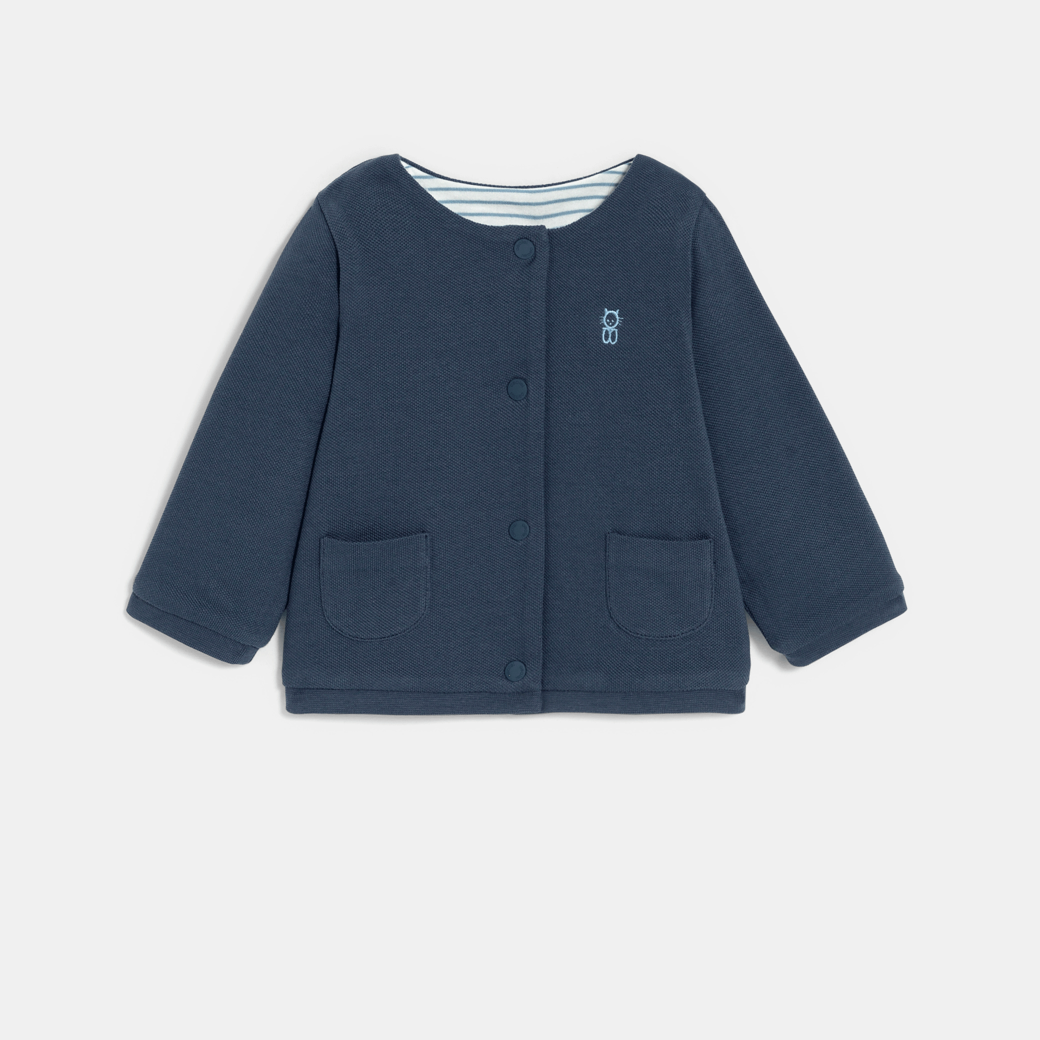 Gilet réversible coton piqué bleu bébé garçon Bleu