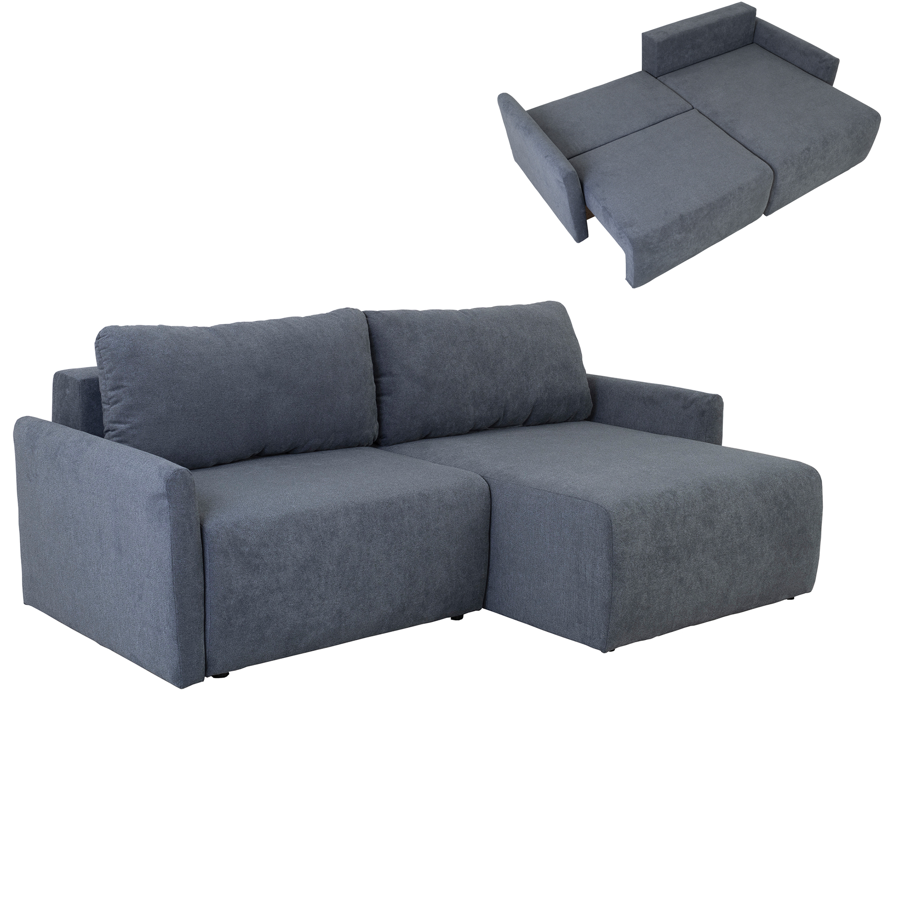 Ecksofa - steel - Liegefunktion und Staukasten - 228x146 cm