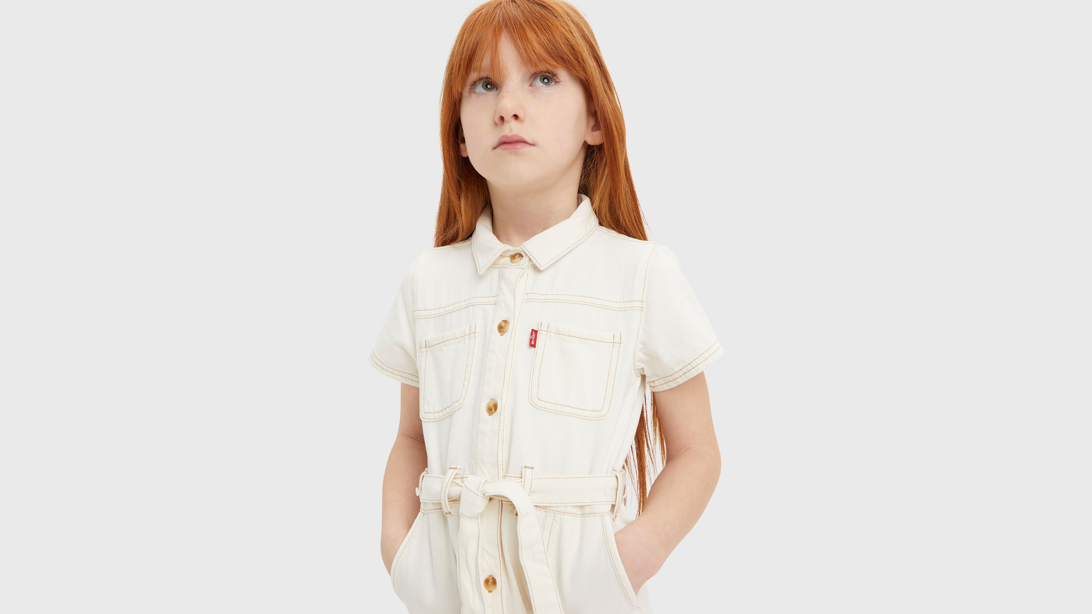Enfant robe coton bio utilitaire - Natural - Blanc