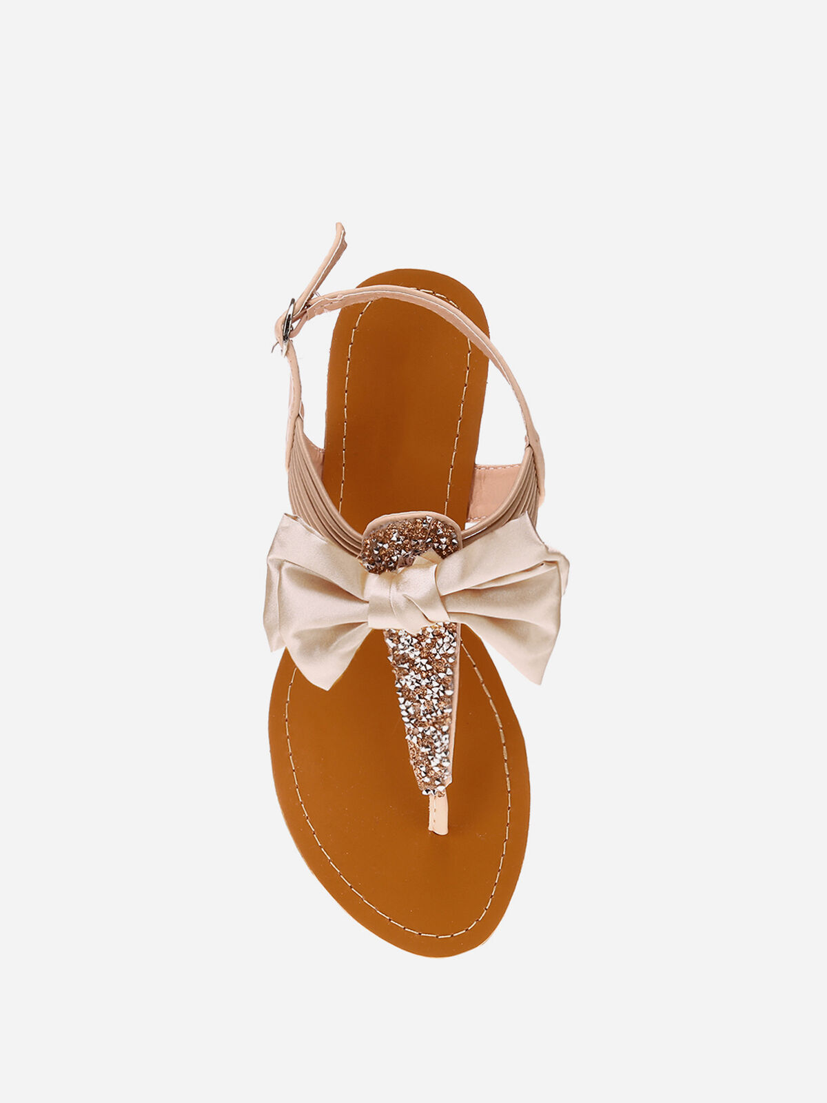 Sandales à strass et noeud- Rose