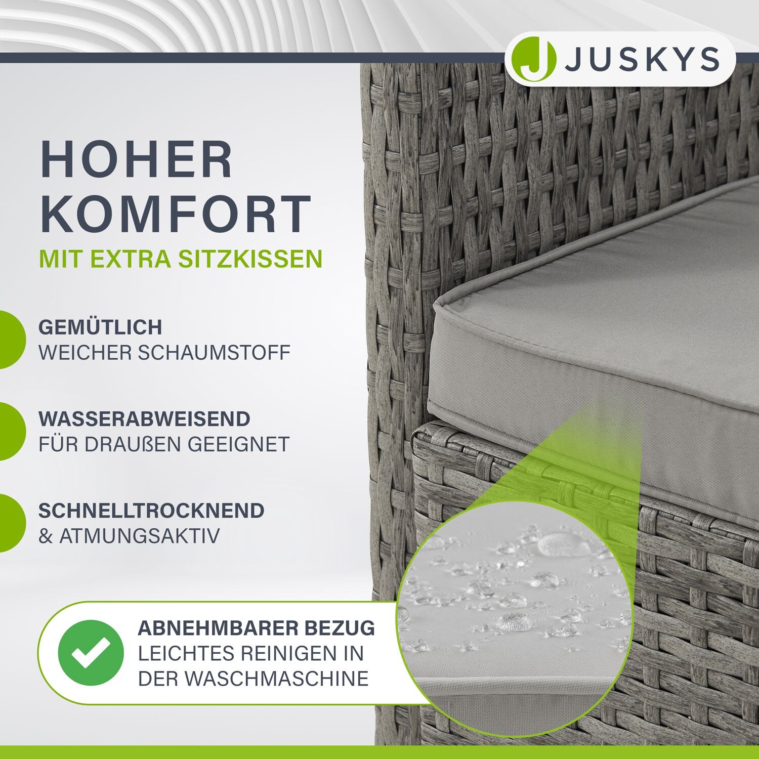 Juskys 2in1 Polyrattan Relax Gartenmöbel Set Jamaika - Lounge für Balkon & Outdoor, Balkonmöbel Grau