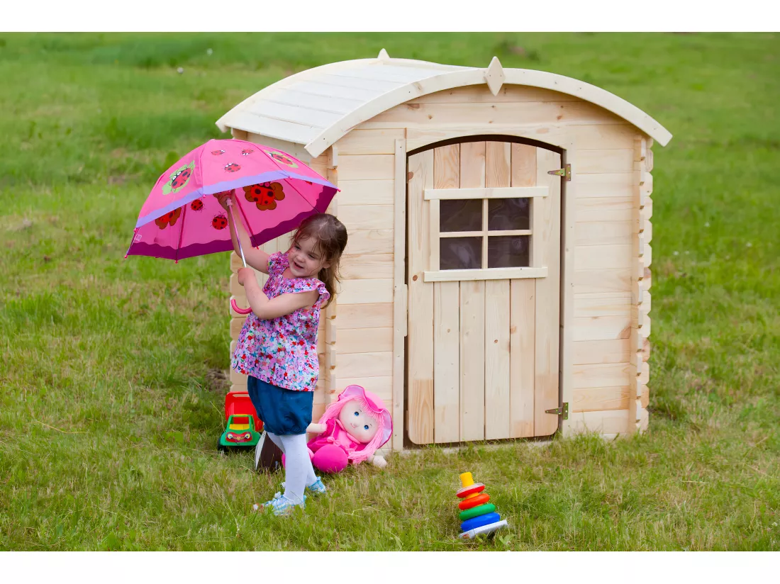 Maison en bois pour enfants SANS PLANCHER- 112x146xH145cm/1.1m2 - Timbela M505-1