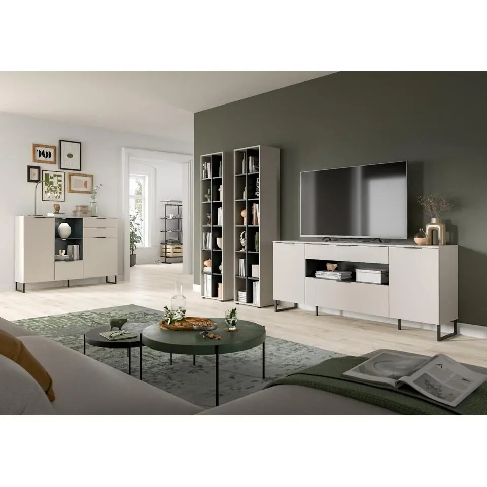 Hioshop Noida dressoir 2 deuren- 1 vouwdeur- 1 lade- 1 plank kasjmier decor