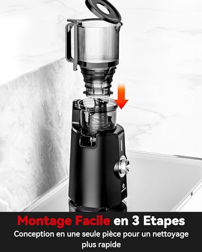Sans Préparation Extracteur de Jus Vertical, Nettoyage Rapide Extracteur de Jus Lent, 115mm Machine a Jus de Fruit Extracteur Entiers, Facile à installer, LINKChef 1.2L, 200w, Noir : Cuisine et Maison