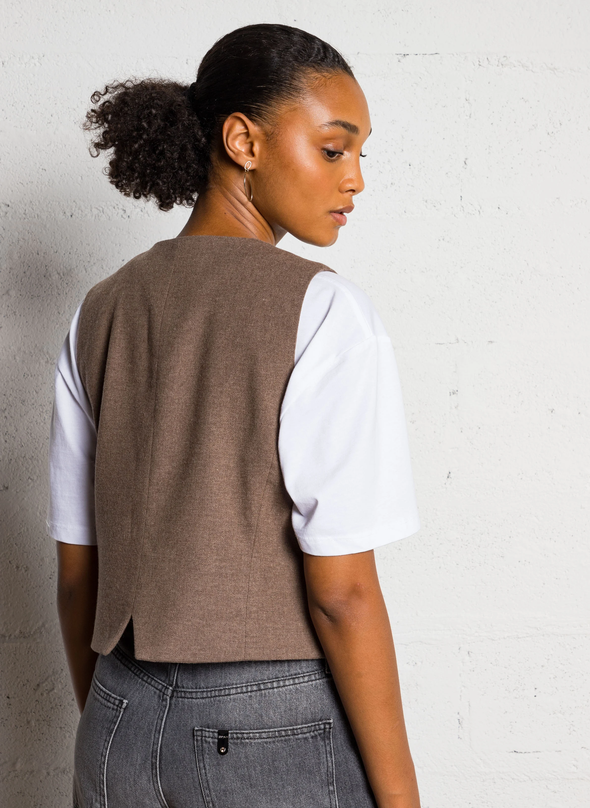 ROSETTA - Veste col V | Marron