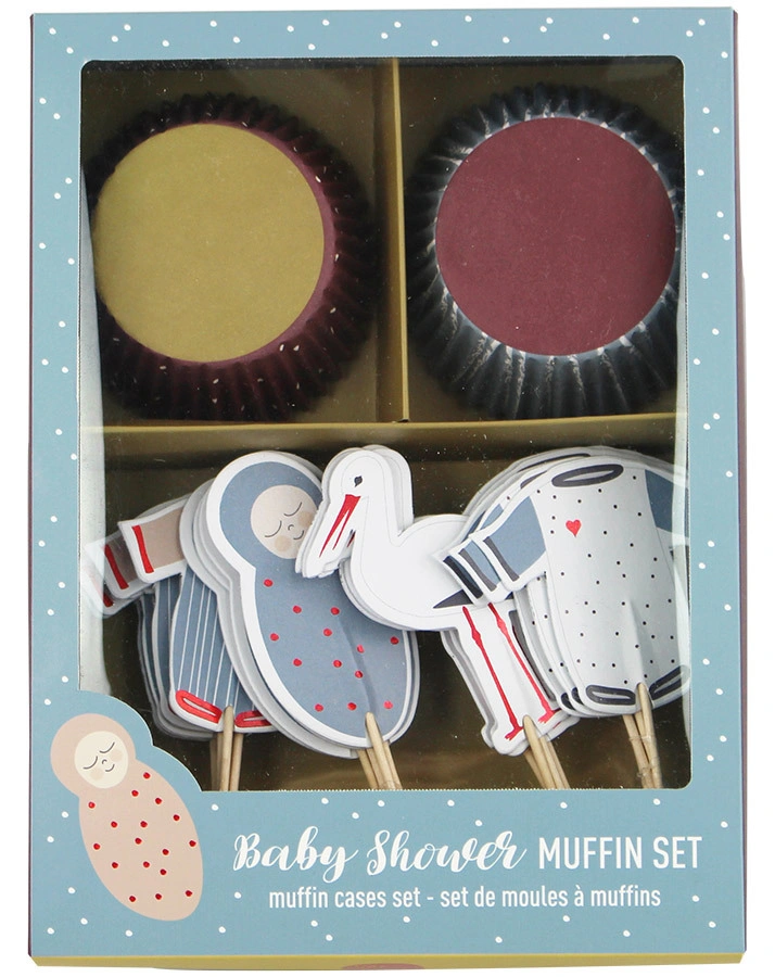 Cupcake-Set BABY SHOWER 48-teilig in graublau
