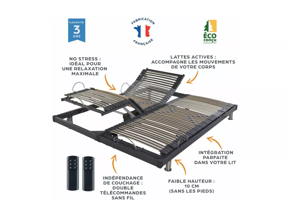 Matelas et sommier 2x80x200 Mousse - S50 - Soutien medium - Fabriqué en France