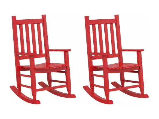Chaises à bascule enfants lot de 2 rouge bois peuplier massif