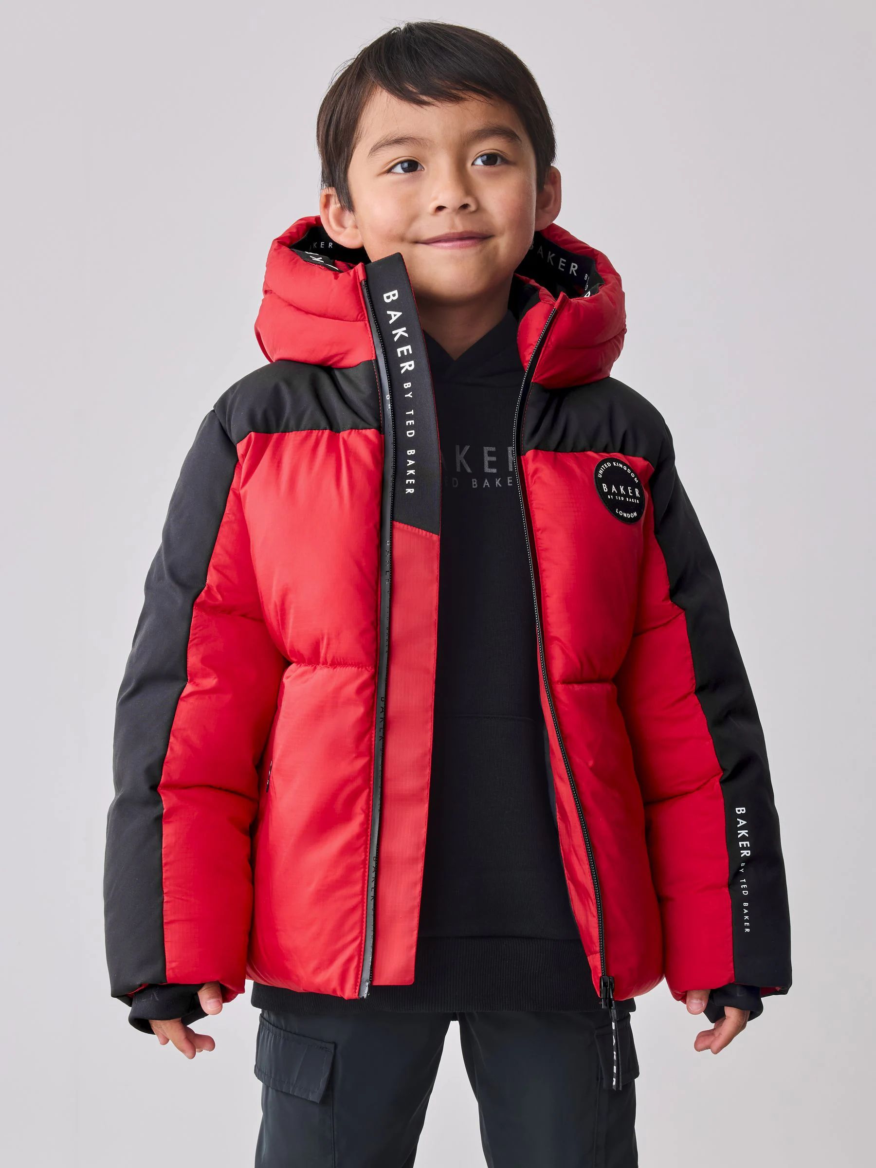 Rood/zwart - Baker By Ted Baker Shower Resistant Colourblock Padded Jackets