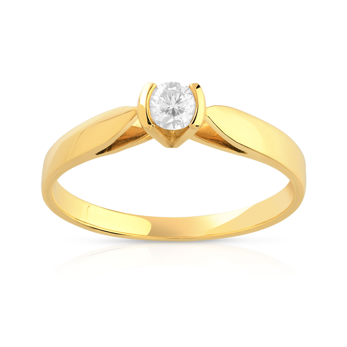 Solitaire or 750 diamant 0.15 carat H/P1