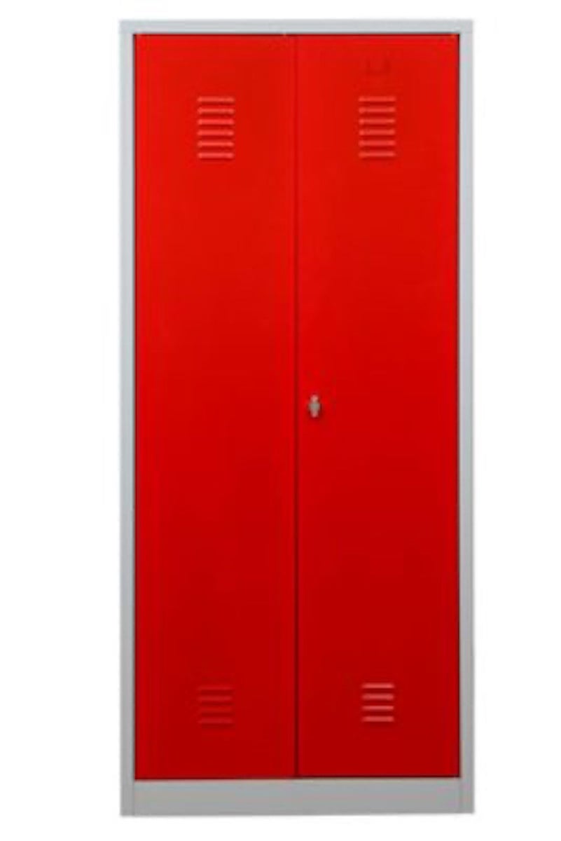 PROREGAL Garderobekast Camel 2 compartimenten & 1 slot HxBxD 180 x 80 x 50 cm Hangslot Grijs-Rood