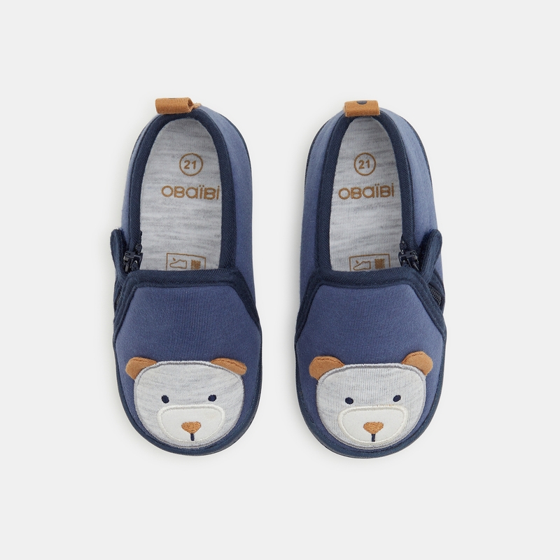 Chaussons bottillons jersey Ours bleus bébé garçon
