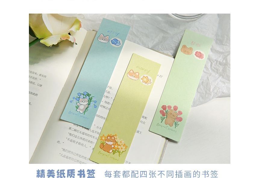 Schattige essentials - Set: Cartoon Print Envelop + Briefpapier + Bladwijzer + Sticker (verschillende ontwerpen)