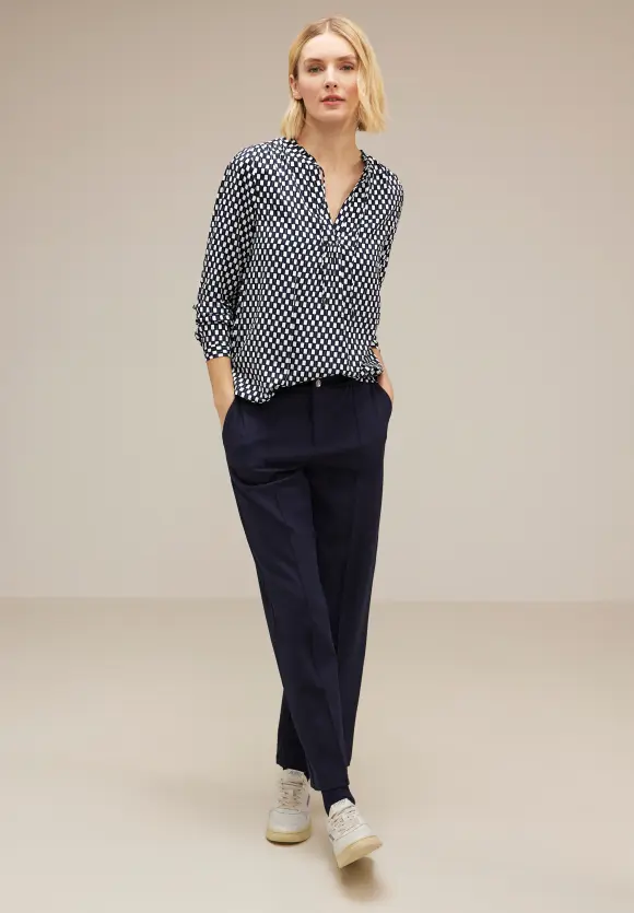 Viskose Printbluse - deep blue