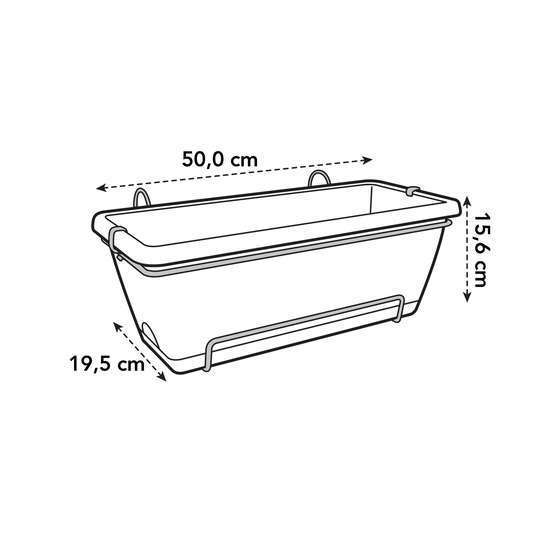 Jardinière barcelona en plastique taupe - 50x19,5x15,6 cm
