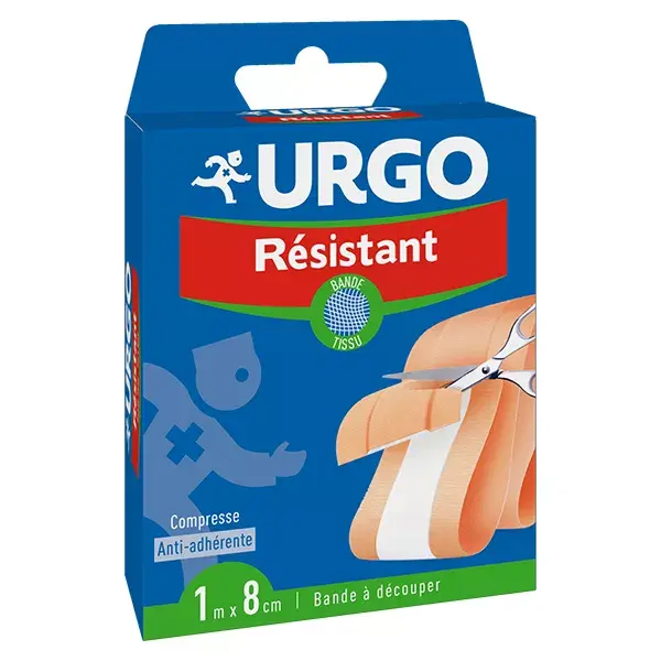 Curativo Urgo para primeiros socorros, fita adesiva resistente, 8 cm x 1 m