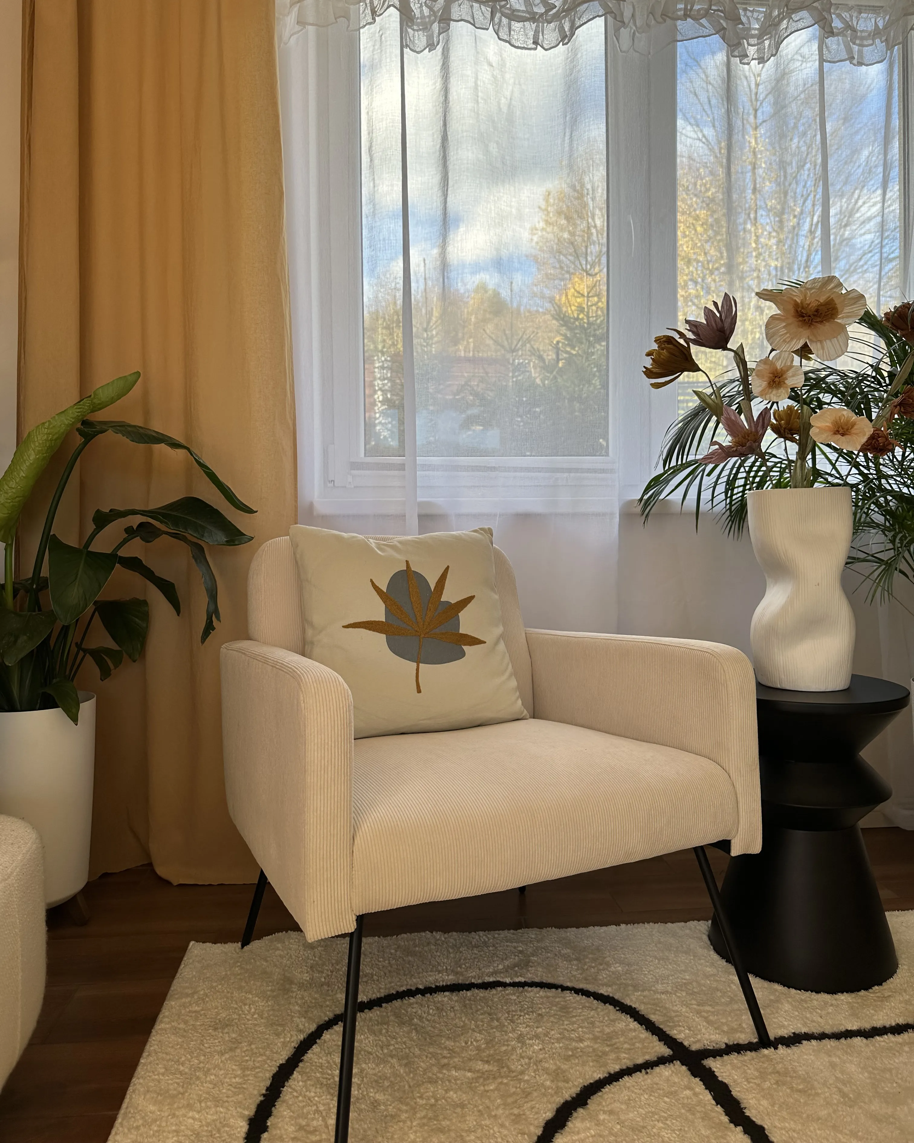 Set van 2 sierkussens DAVALLIA 45 x 45 cm Beige bladpatroon