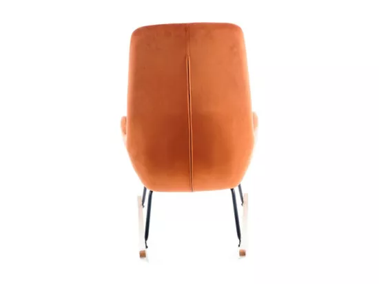 Rocking-chair en velours orange et pieds en bois HOOVER