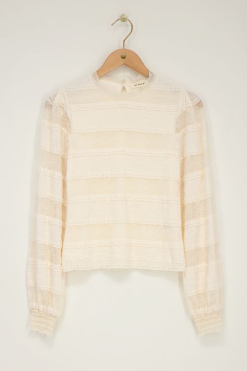 Witte kanten top met ballonmouwen