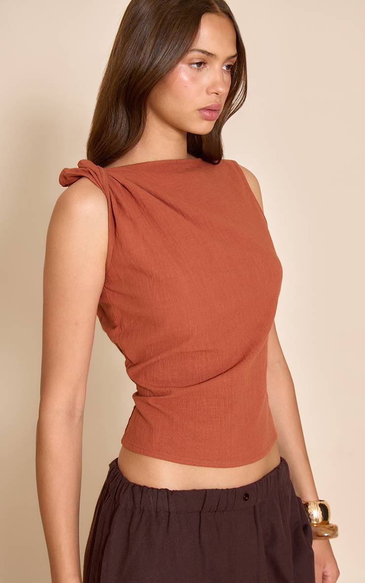Rouille Top Sans Manches Boxy Avec Détail Torsadé