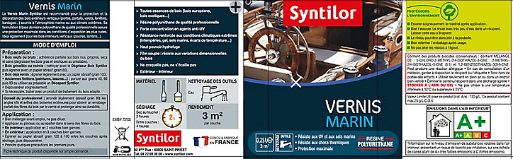 Vernis extérieure et intérieure marin bois Syntilor incolore mat 0,25L